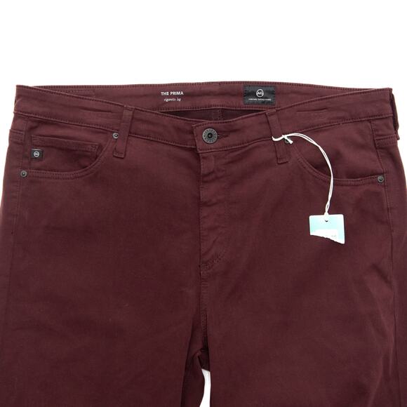AG Adriano Goldschmied Maroon The Prima Cigarette Leg Jeans Size 32 - Picture 6 of 13